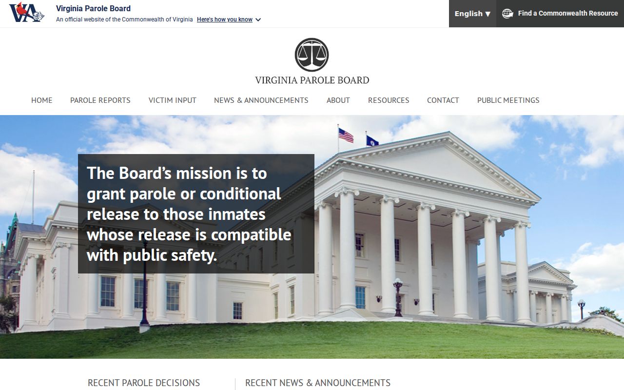 Virginia Parole Board official website