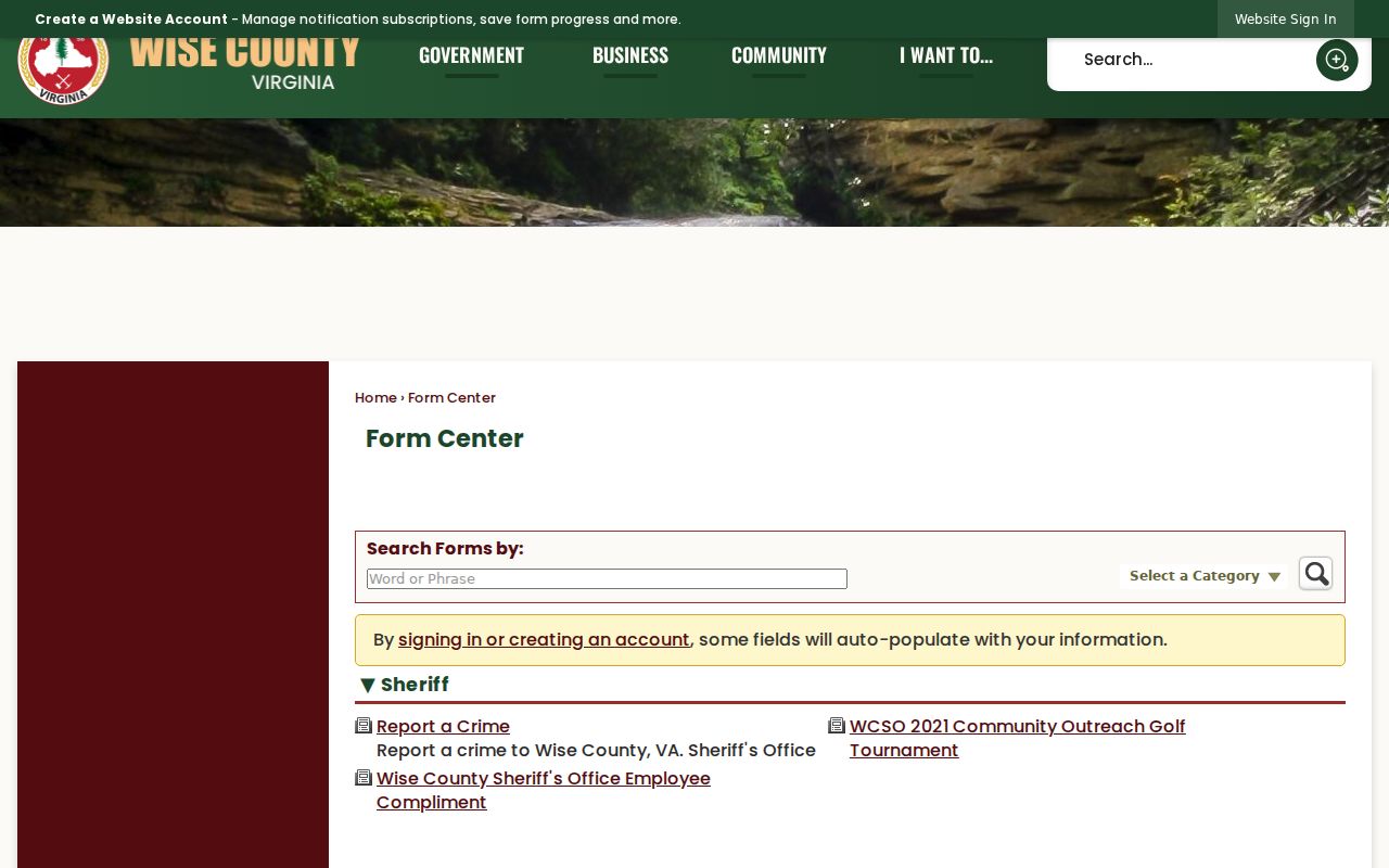 Wise County arrest records sheriff form center