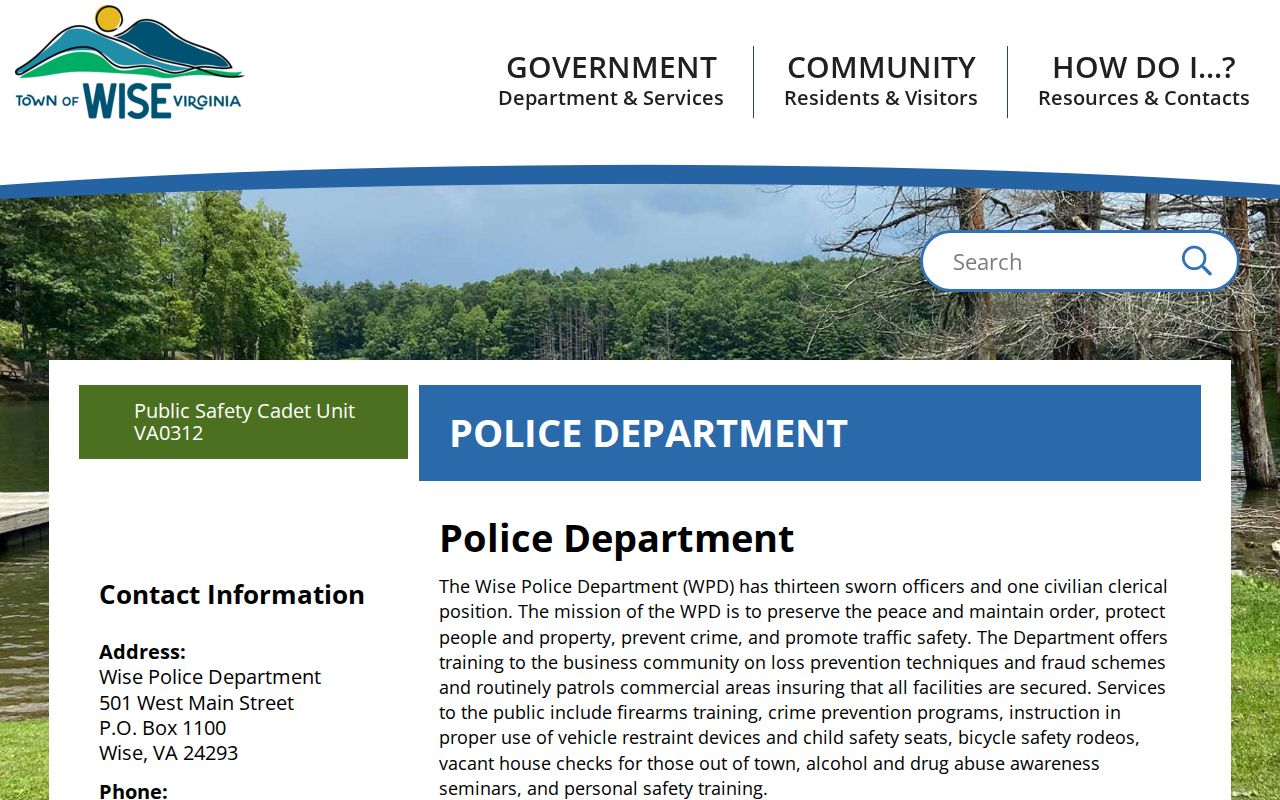 Wise criminal records police department page